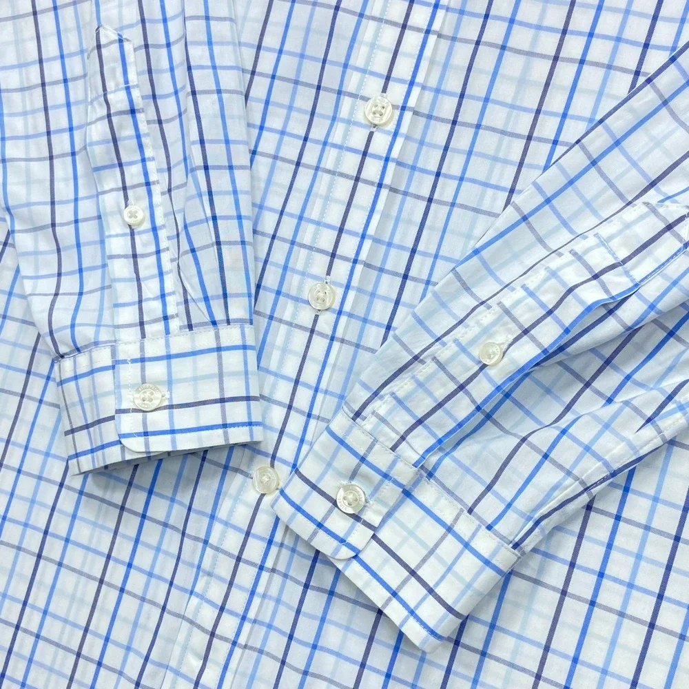 Vineyard Vines‎ Whale Shirt Men's XL (Fits Medium) Blue White Grid Button Down